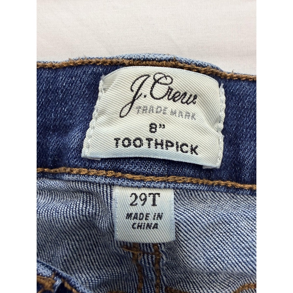 J.Crew 8 Inch Toothpick Skinny Jeans Womens 29T Blue Med Wash Low Rise 29x30 - Picture 7 of 9